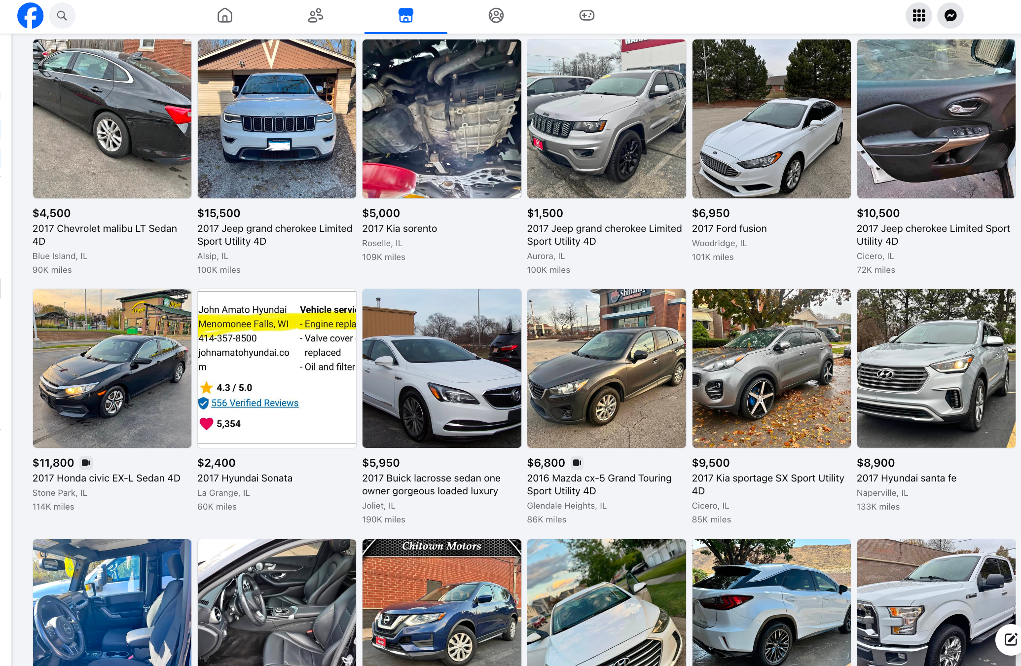 Facebook Marketplace Car Listings